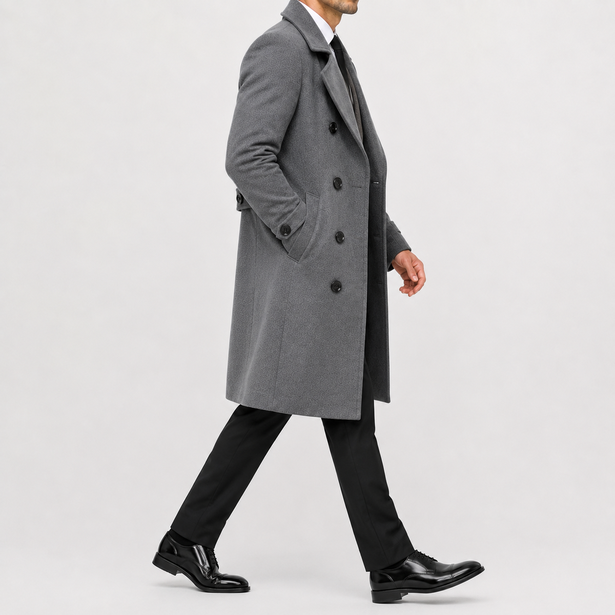 Men’s Trench Coat – Double Breasted Long Wool-Style Winter Overcoat