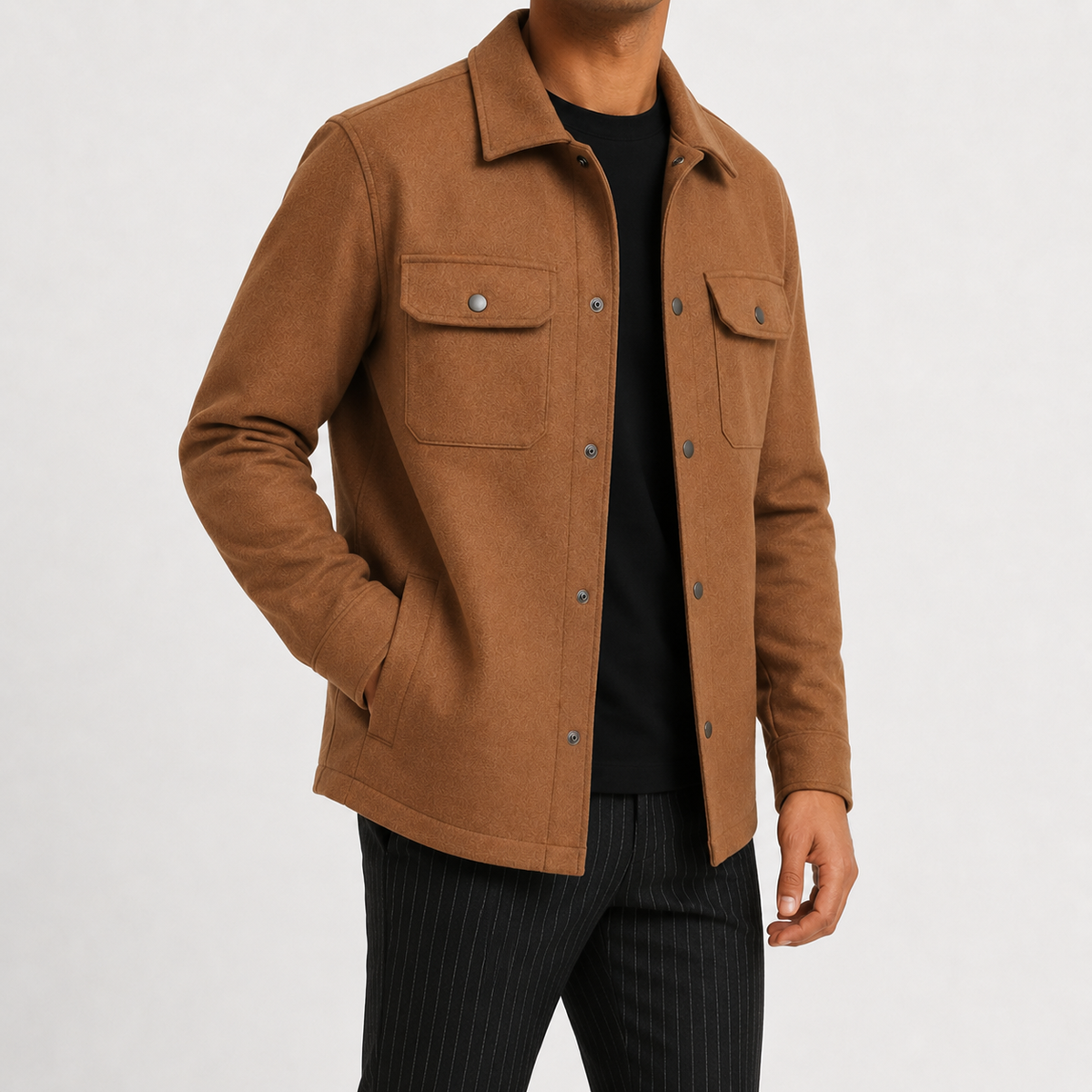 Men’s Shacket – Button Front Overshirt Jacket with Flap Pockets