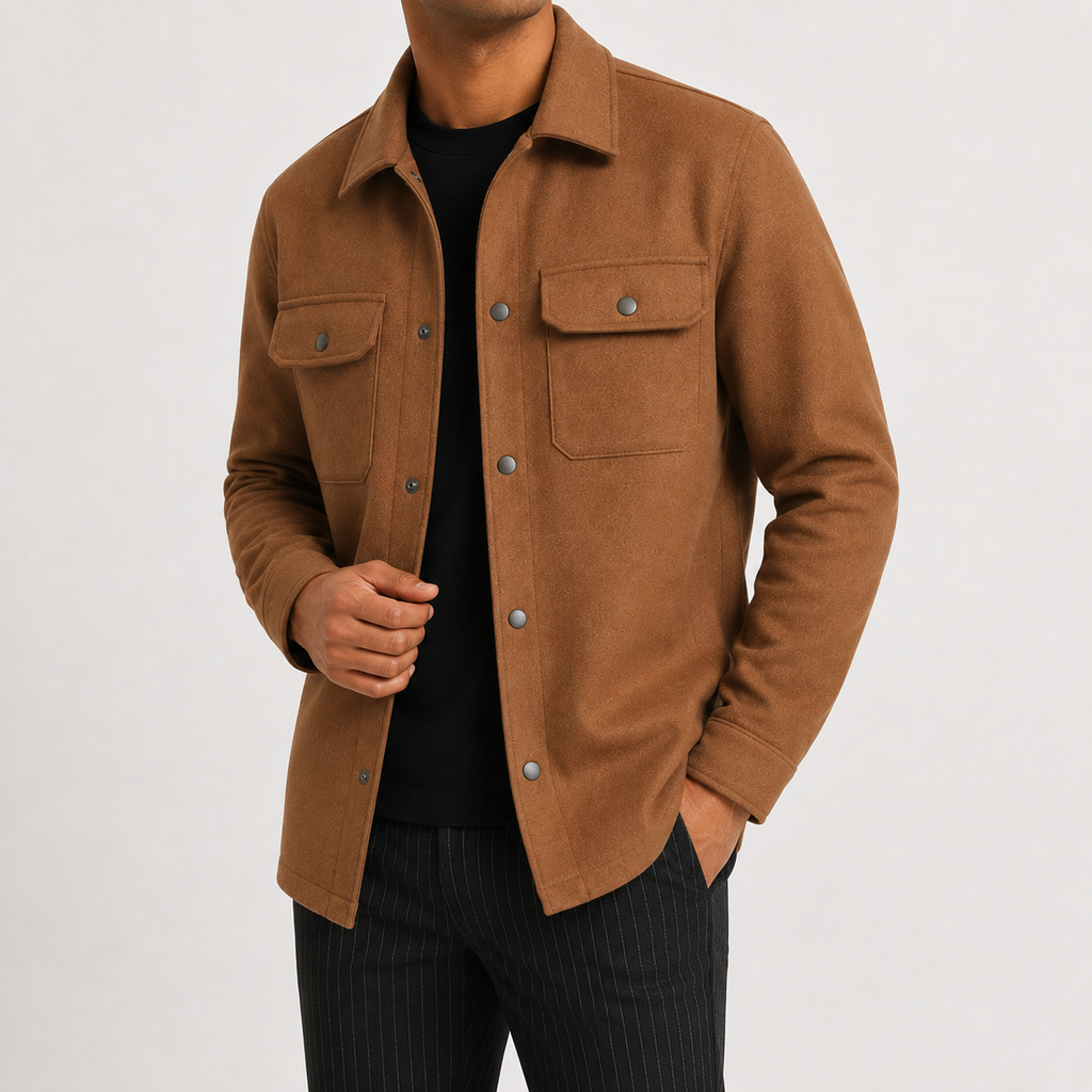 Men’s Shacket – Button Front Overshirt Jacket with Flap Pockets