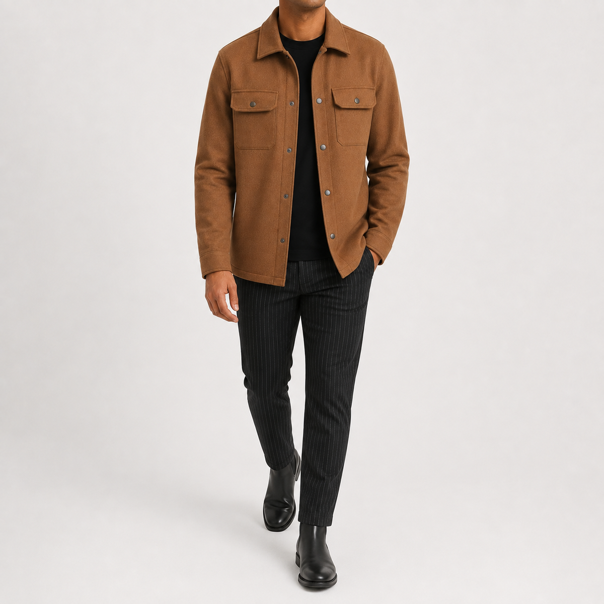 Men’s Shacket – Button Front Overshirt Jacket with Flap Pockets