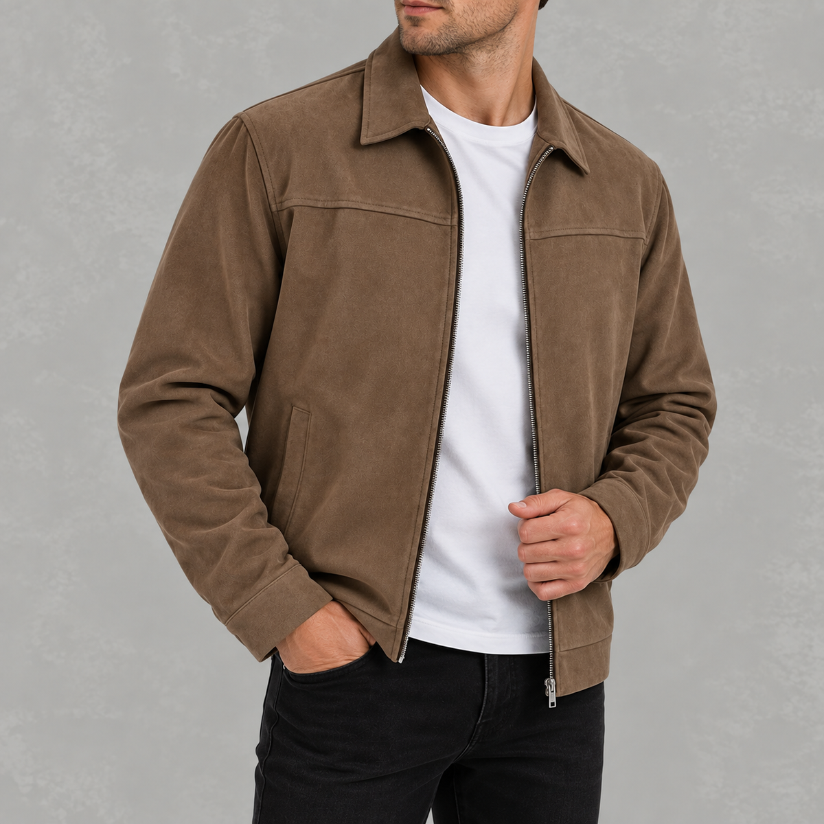 Men’s Casual Zip Jacket – Long Sleeve Collared Smart Casual Outerwear
