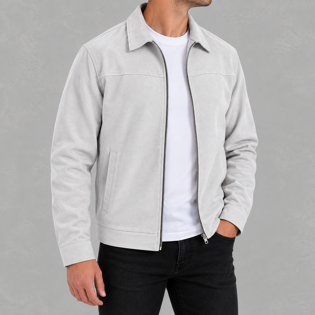 Men’s Casual Zip Jacket – Long Sleeve Collared Smart Casual Outerwear