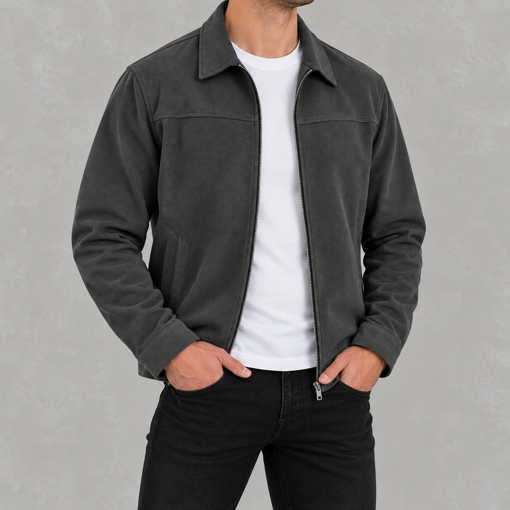 Men’s Casual Zip Jacket – Long Sleeve Collared Smart Casual Outerwear