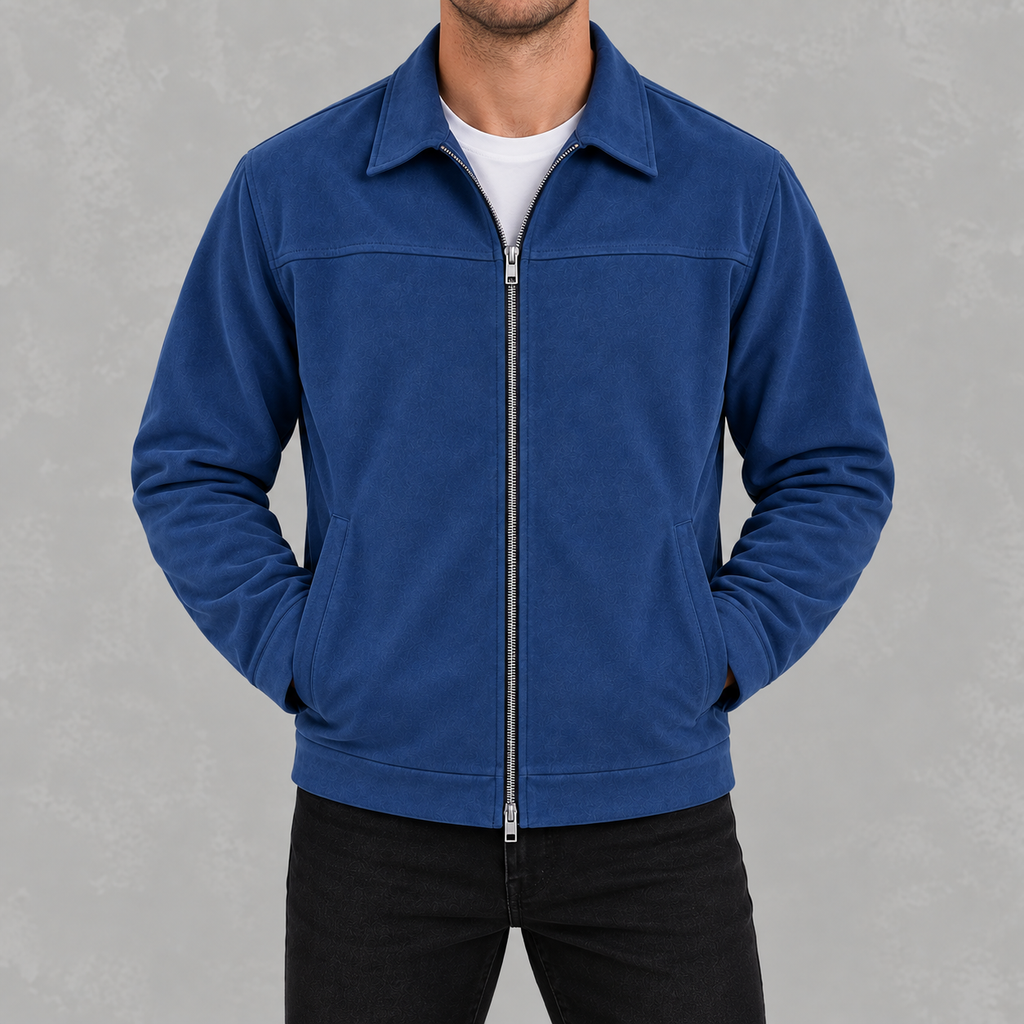 Men’s Casual Zip Jacket – Long Sleeve Collared Smart Casual Outerwear