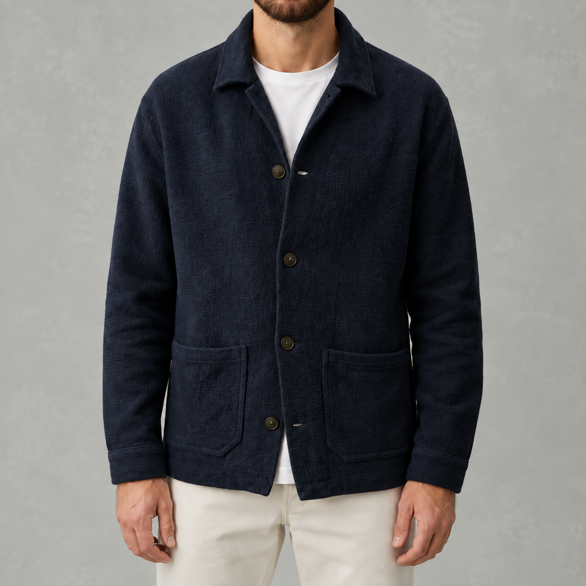 Men’s Knitted Cardigan – Lapel Collar Button Front Jumper for Autumn & Winter