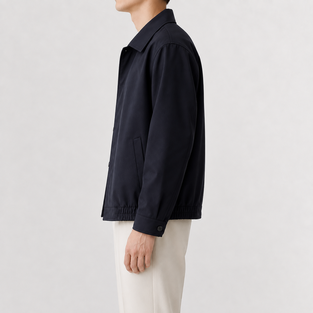 Men’s Overcoat – Relaxed Fit Cropped Casual Jacket for Autumn