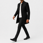 Men’s Overcoat – Slim Fit Solid Colour Long Coat for Smart Casual Wear