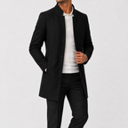 Men’s Overcoat – Slim Fit Solid Colour Long Coat for Smart Casual Wear