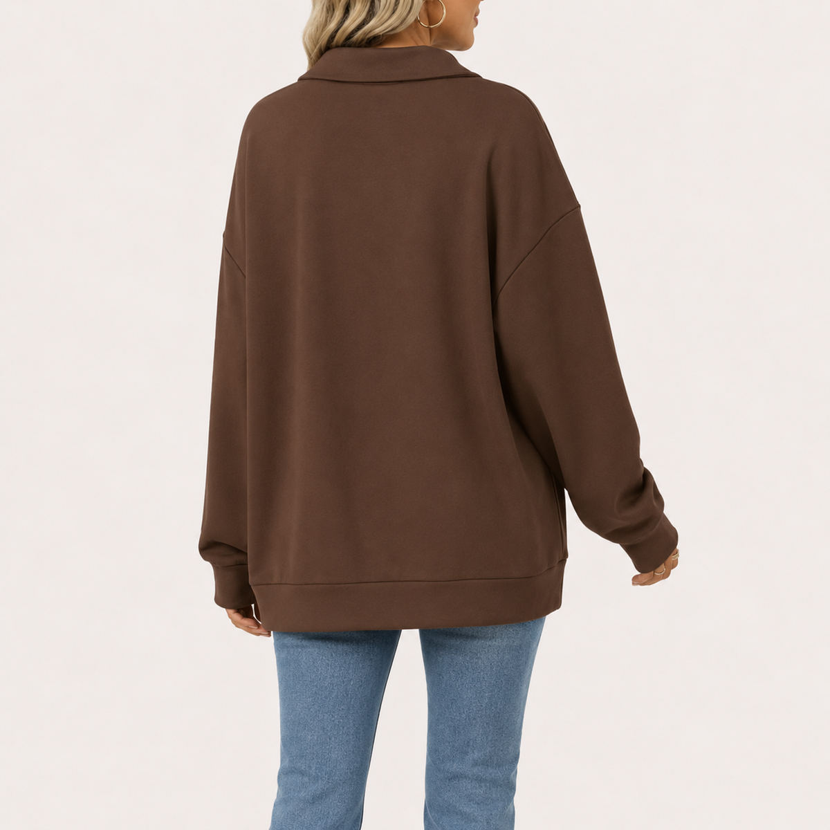 Women’s V Neck Jumper – Loose Fit Long Sleeve Pullover Top