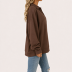 Women’s V Neck Jumper – Loose Fit Long Sleeve Pullover Top