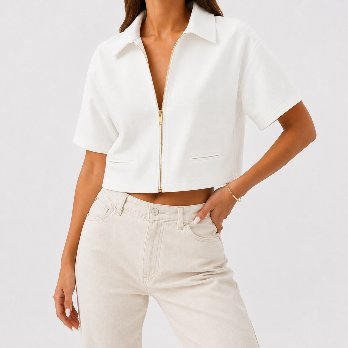 Women’s Cropped Jacket – Lightweight Short Autumn Jacket Shirt