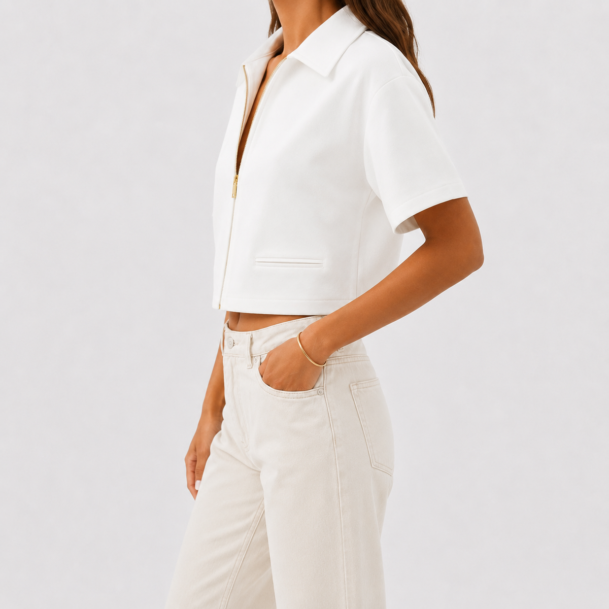 Women’s Cropped Jacket – Lightweight Short Autumn Jacket Shirt