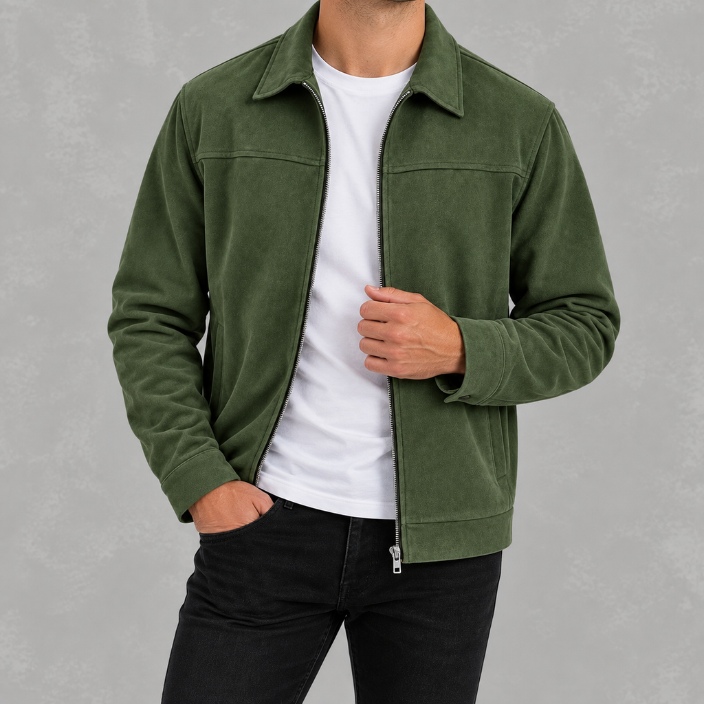 Men’s Casual Zip Jacket – Long Sleeve Collared Smart Casual Outerwear
