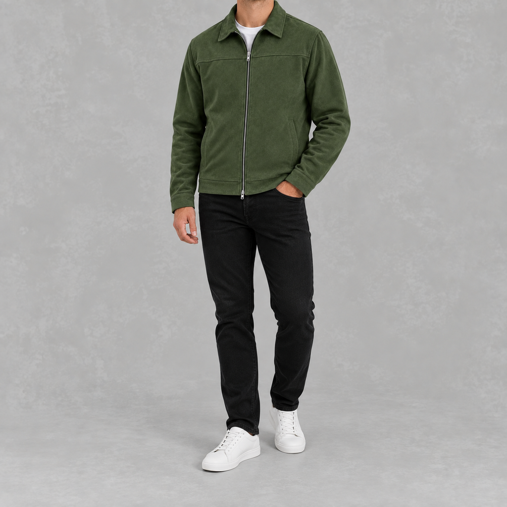 Men’s Casual Zip Jacket – Long Sleeve Collared Smart Casual Outerwear