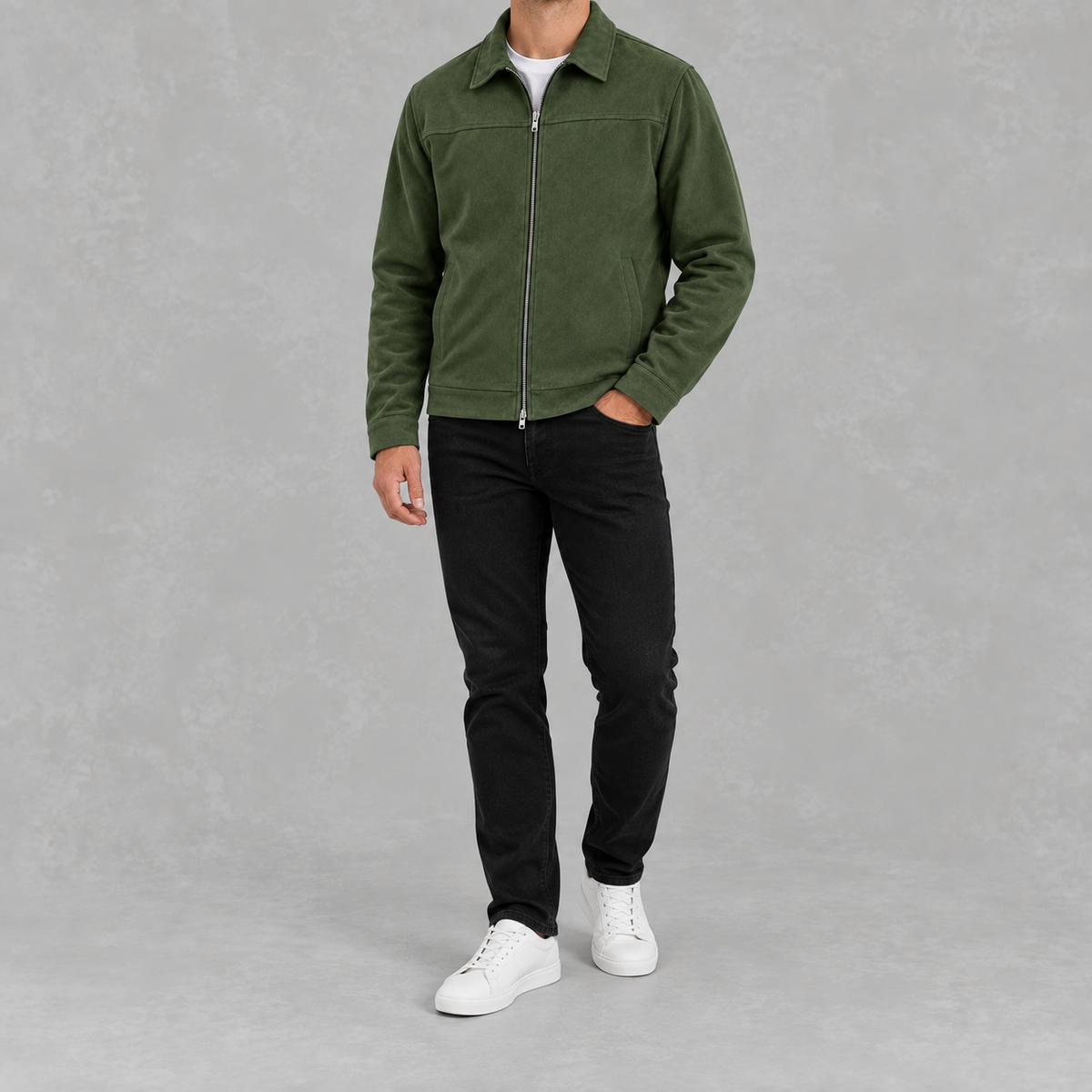 Men’s Casual Zip Jacket – Long Sleeve Collared Smart Casual Outerwear