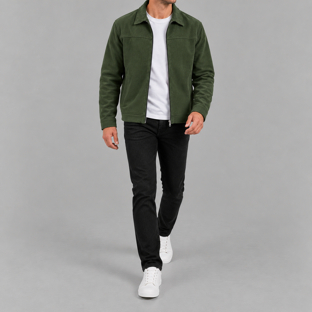 Men’s Casual Zip Jacket – Long Sleeve Collared Smart Casual Outerwear