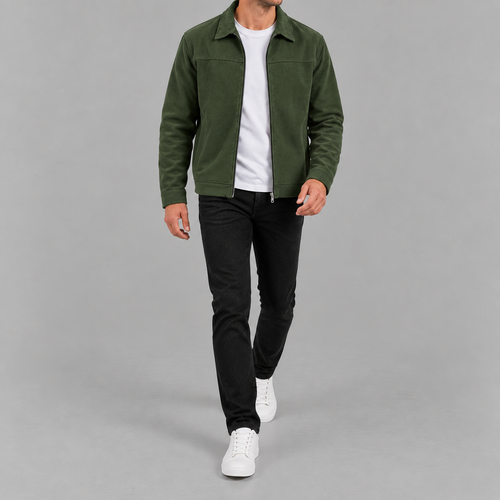 Men’s Casual Zip Jacket – Long Sleeve Collared Smart Casual Outerwear