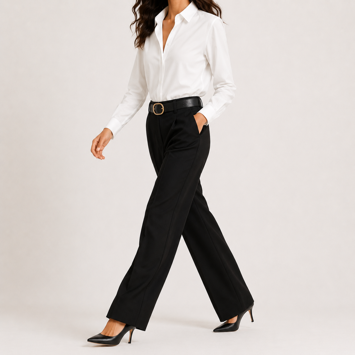 Women’s Button Up Shirt – Loose Fit Solid Colour Lapel Shirt