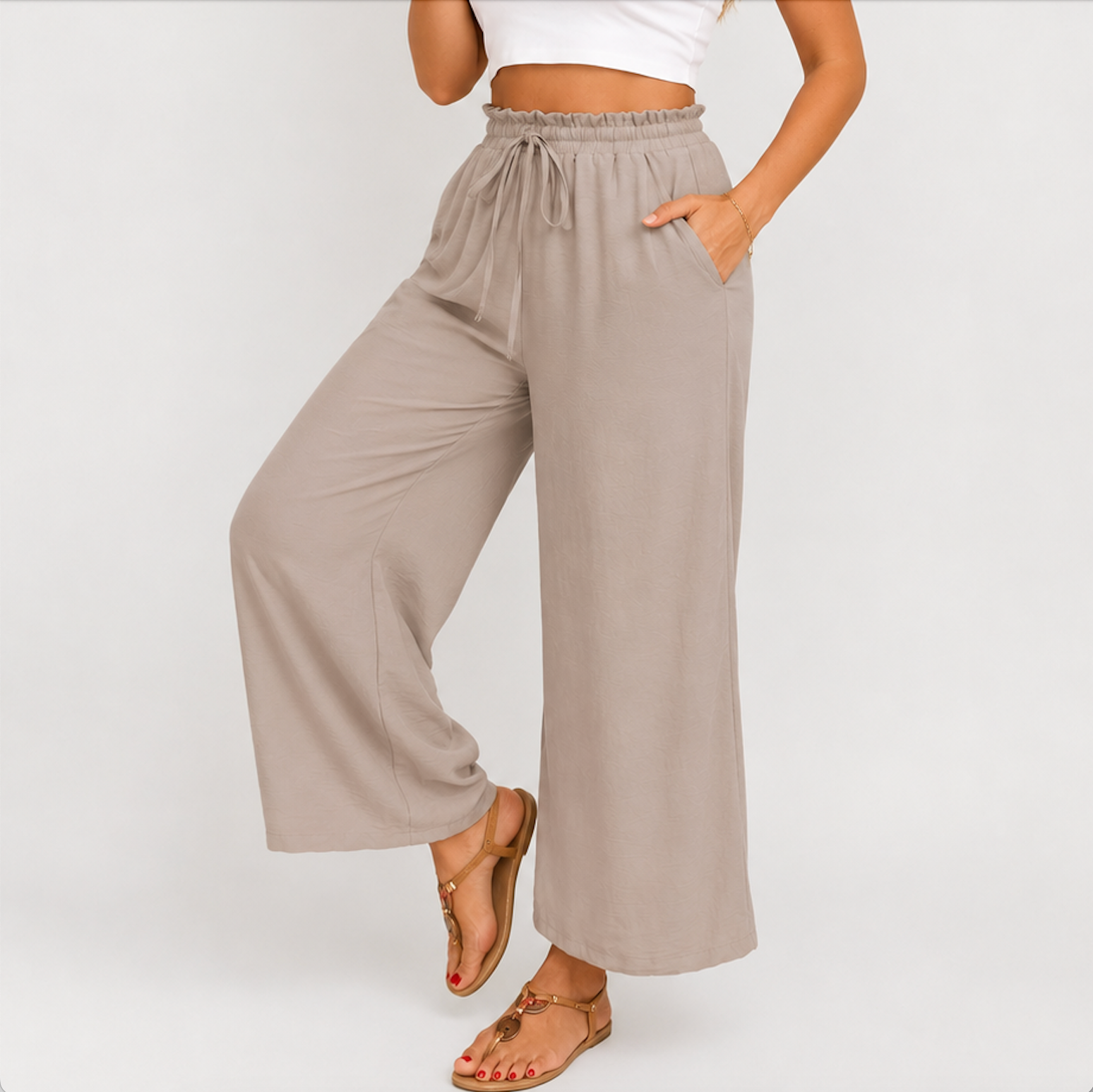 Women's Cropped Wide Leg Trousers