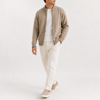 Men’s Knitted Zip Jacket – Lightweight Half Zip High Neck Jumper