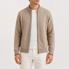 Men’s Knitted Zip Jacket – Lightweight Half Zip High Neck Jumper