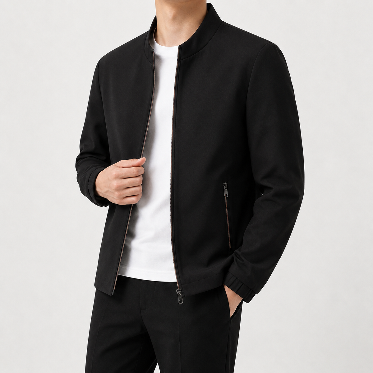 Men’s Casual Jacket – Relaxed Fit Stand Collar Lightweight Jacket