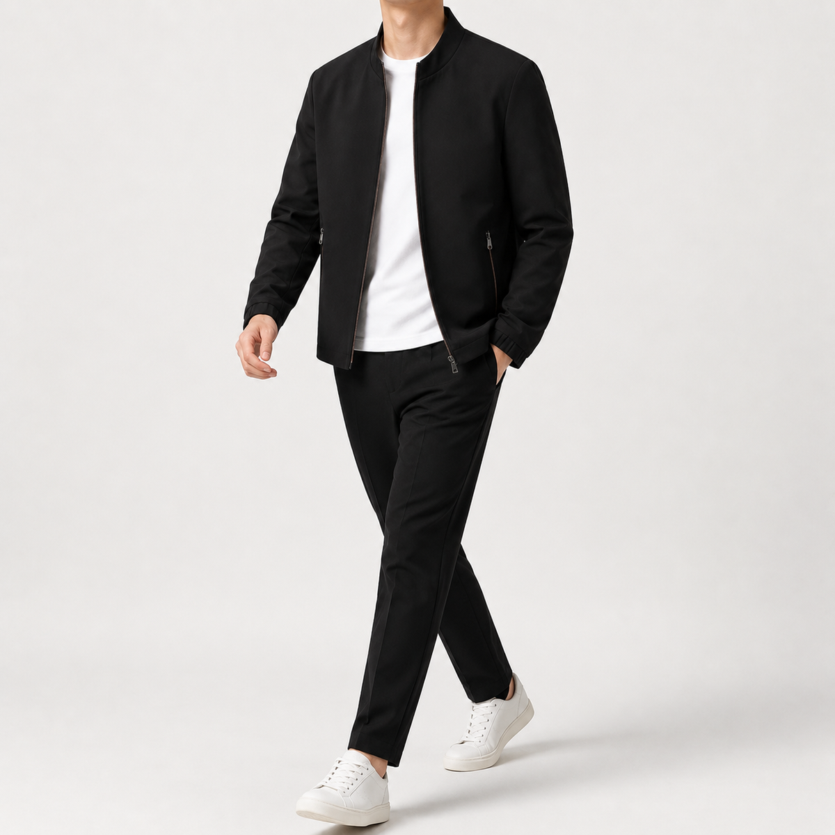 Men’s Casual Jacket – Relaxed Fit Stand Collar Lightweight Jacket