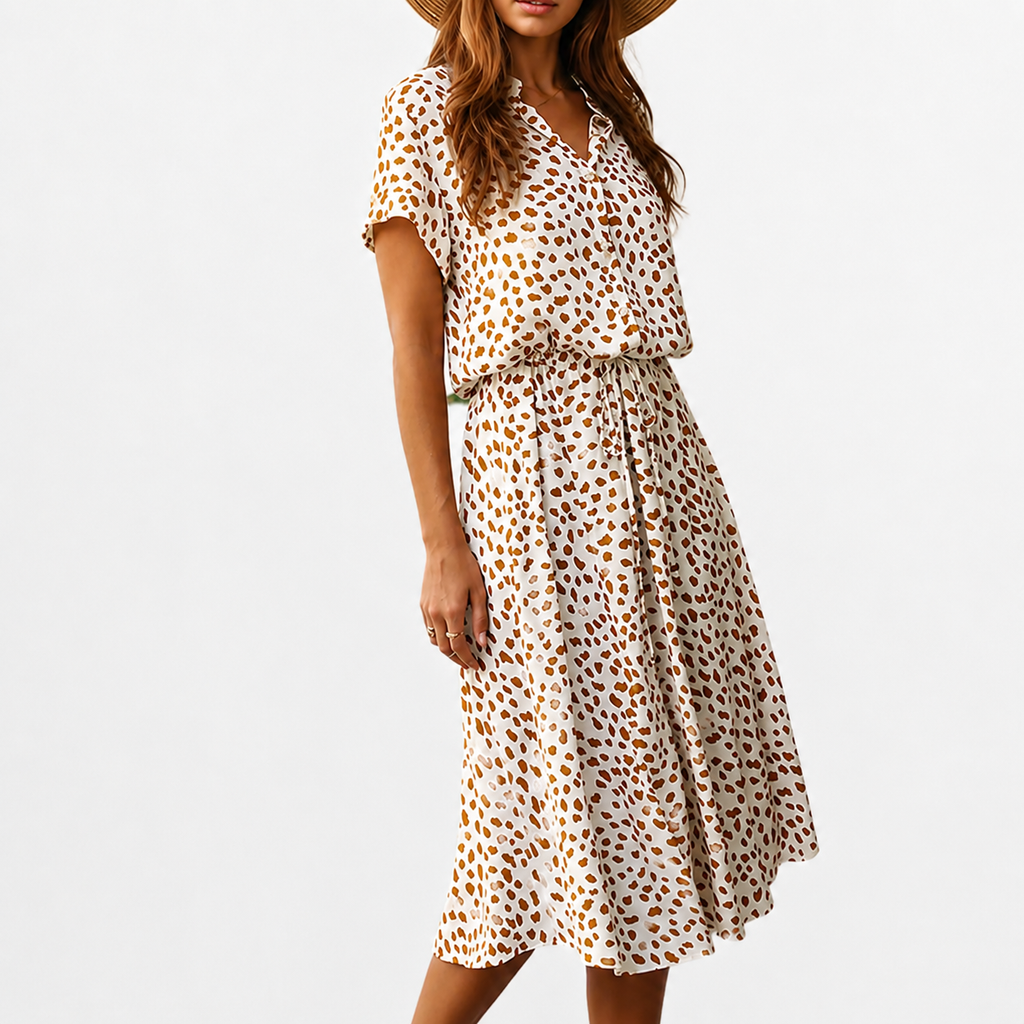 Women's Polka Dot Short Sleeve Maxi Dress
