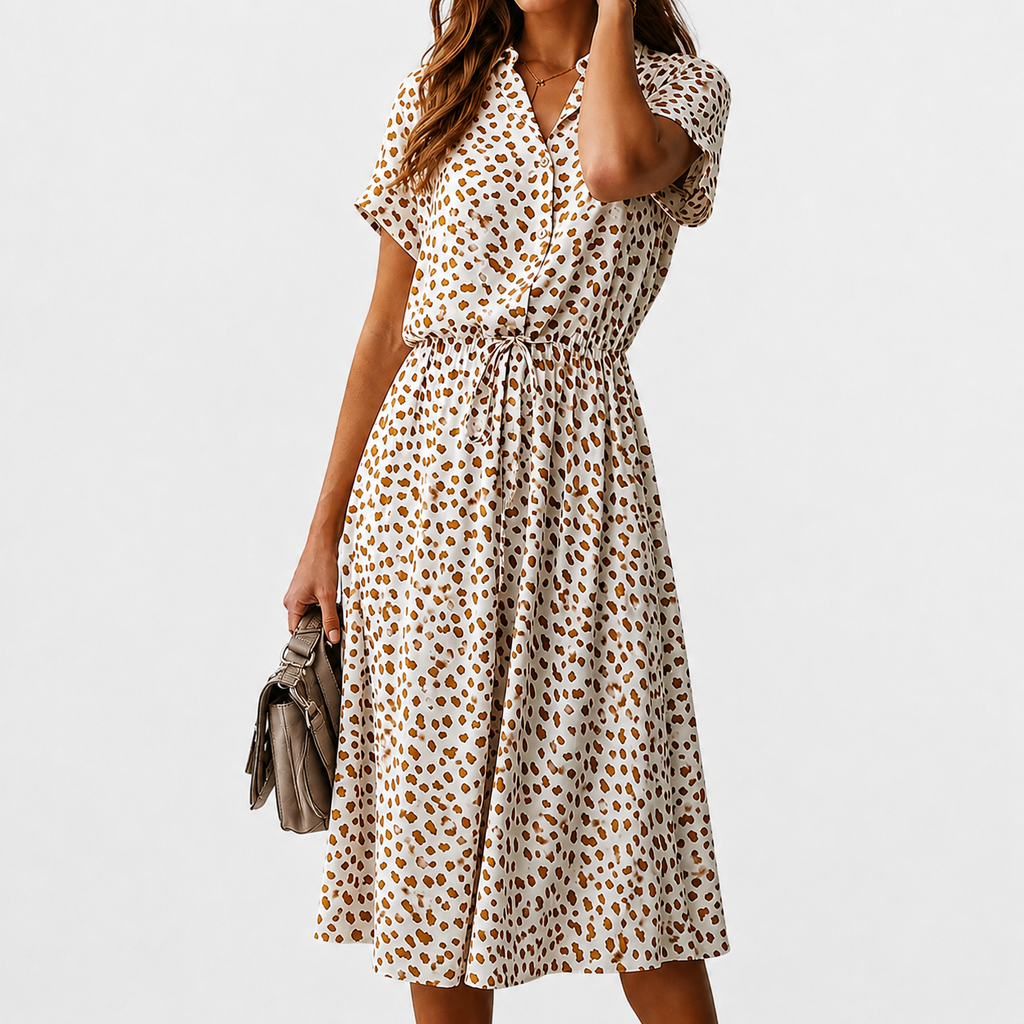 Women's Polka Dot Short Sleeve Maxi Dress