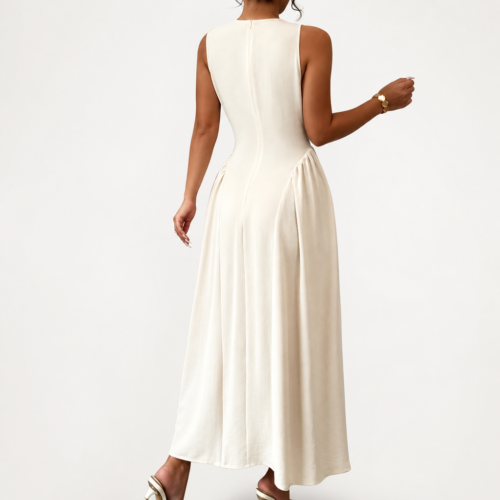 Women’s Midi Dress – Elegant Sleeveless Waist-Fit Figure-Flattering Dress