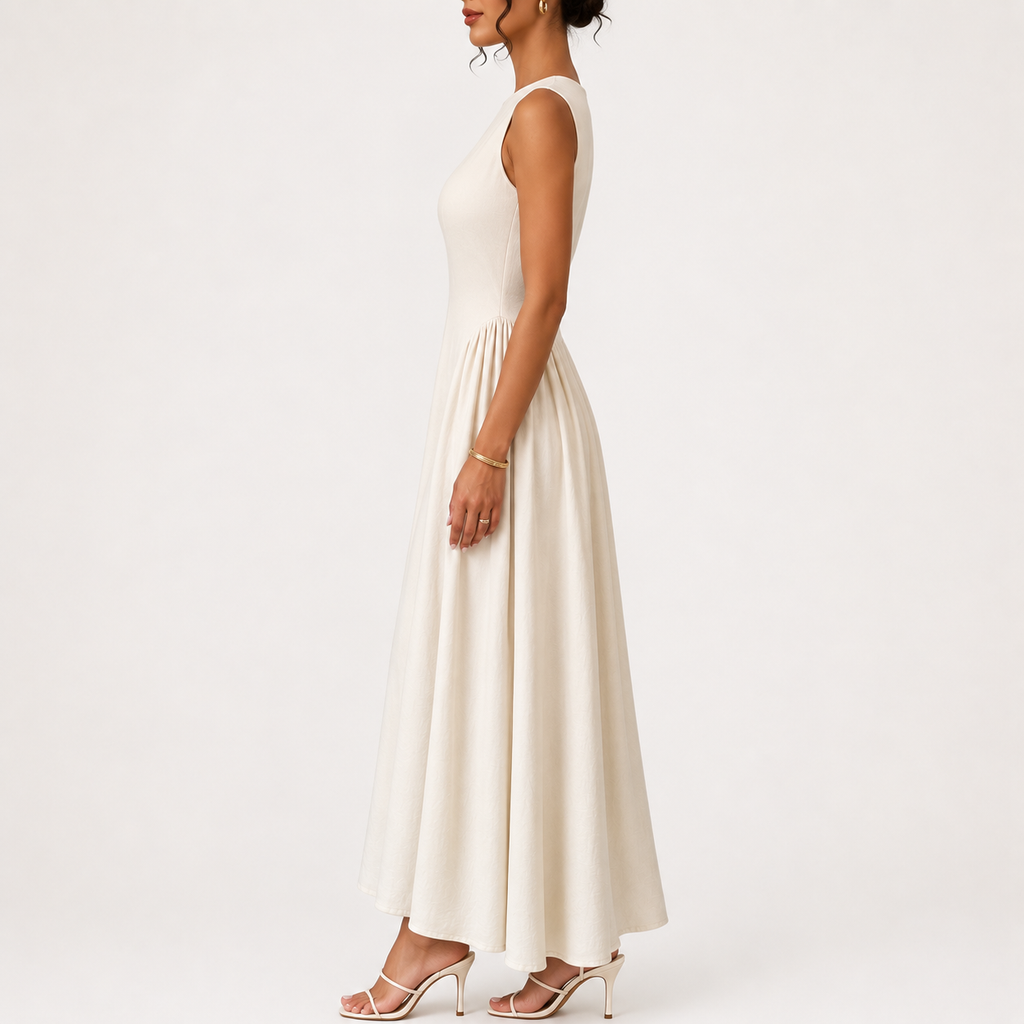 Women’s Midi Dress – Elegant Sleeveless Waist-Fit Figure-Flattering Dress