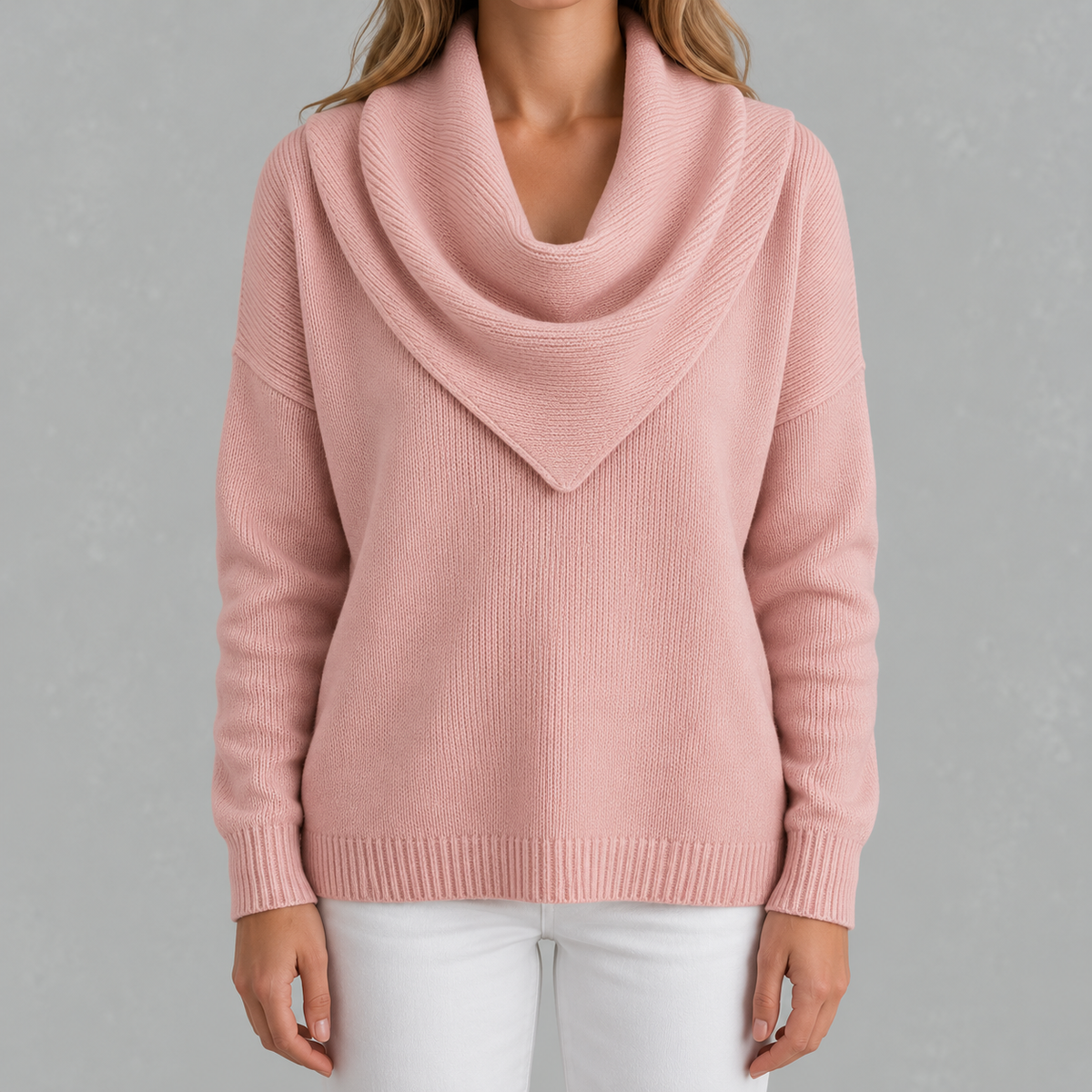 Women’s Knitted Jumper – Solid Colour Long Sleeve Pullover for Autumn & Winter