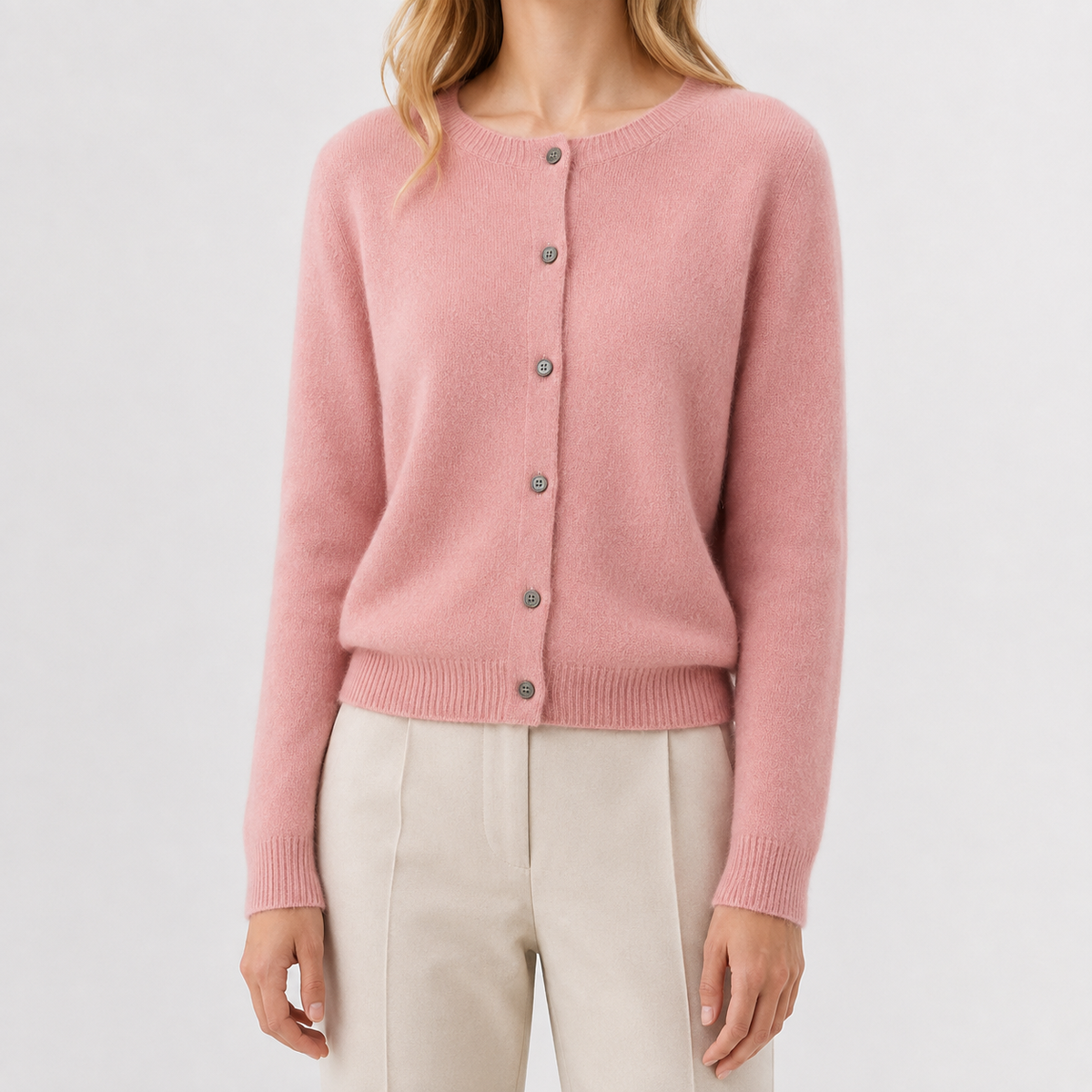 Women’s Cardigan – Plus Size Loose Fit Round Neck Knitted Jumper