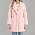 Women’s Faux Fur Coat – Mid-Length Mink Style Winter Coat