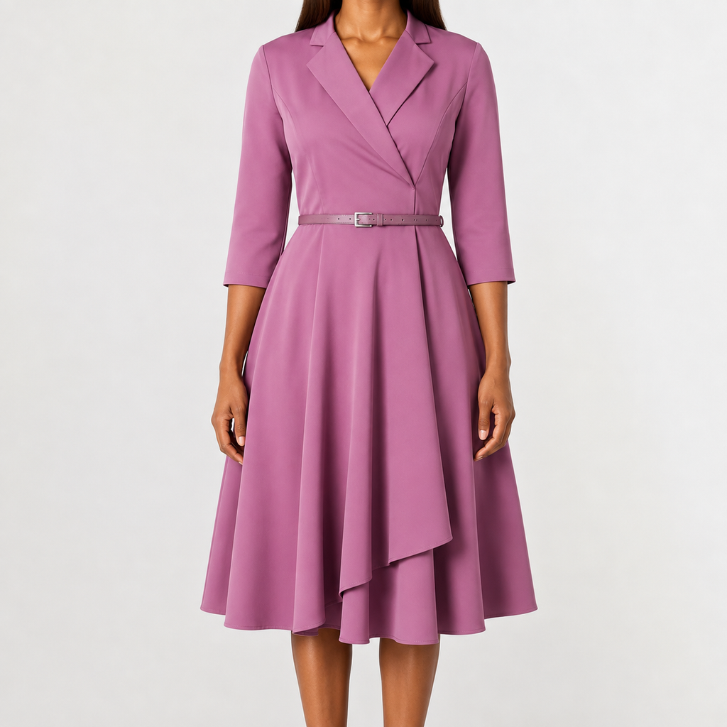 Women’s Autumn Dress – Long Sleeve Fitted Midi Dress with Elegant Silhouette