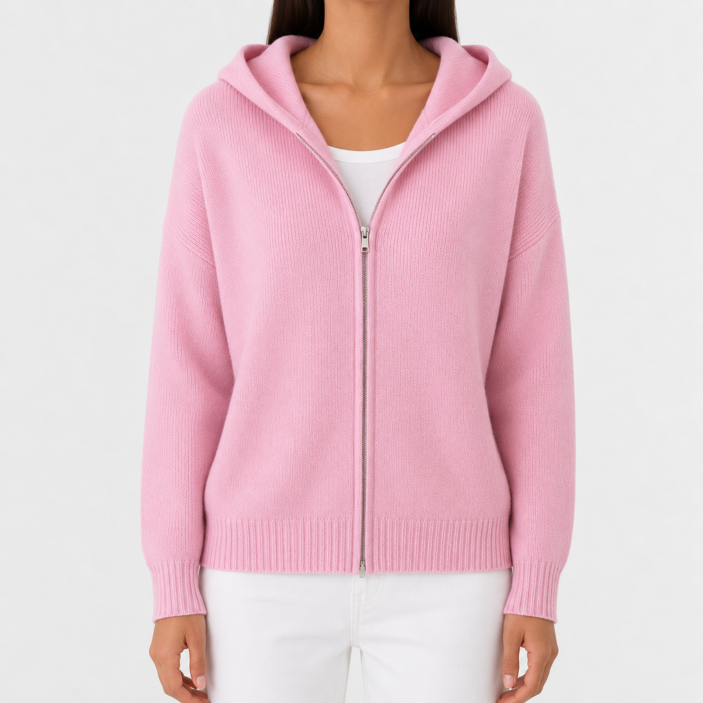 Women’s Knitted Hoodie – Full Zip Hooded Cardigan Jumper