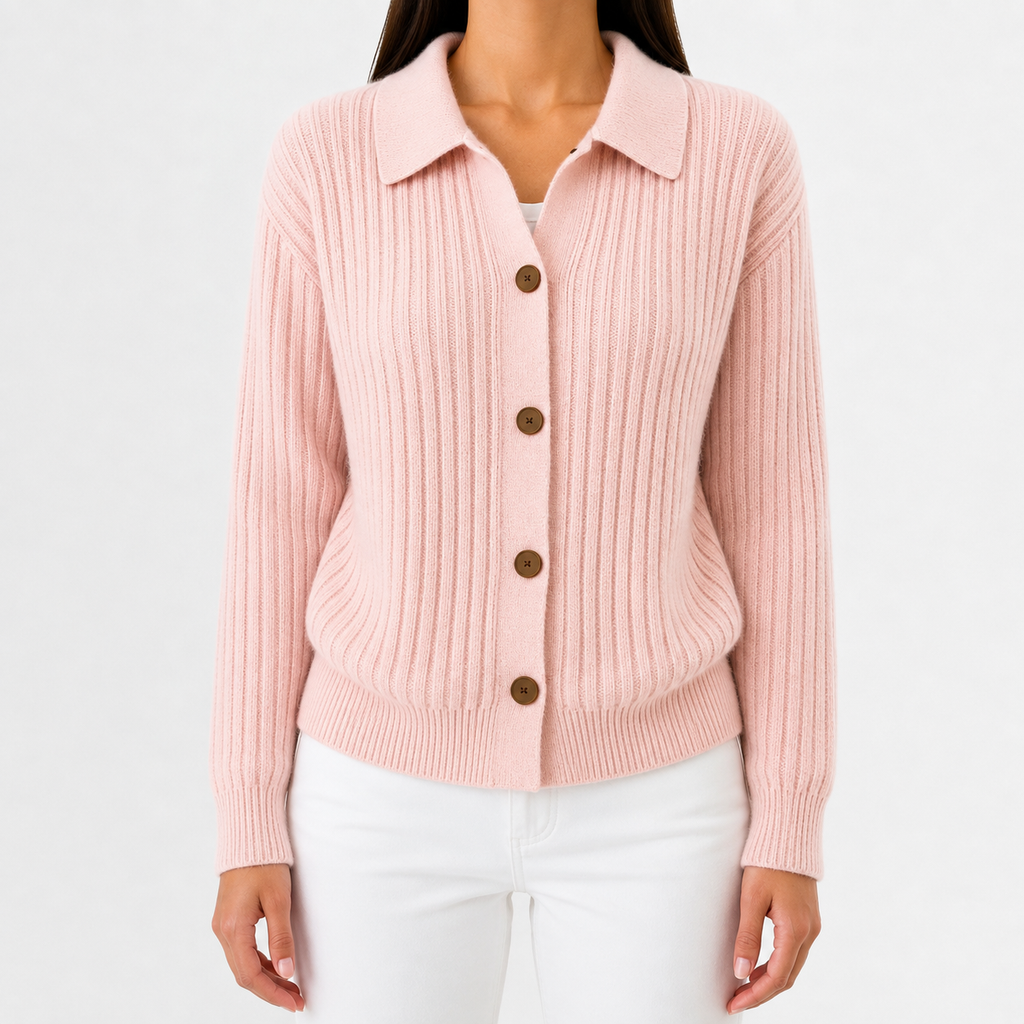Women’s Knitted Cardigan – Long Sleeve Button Front Jumper
