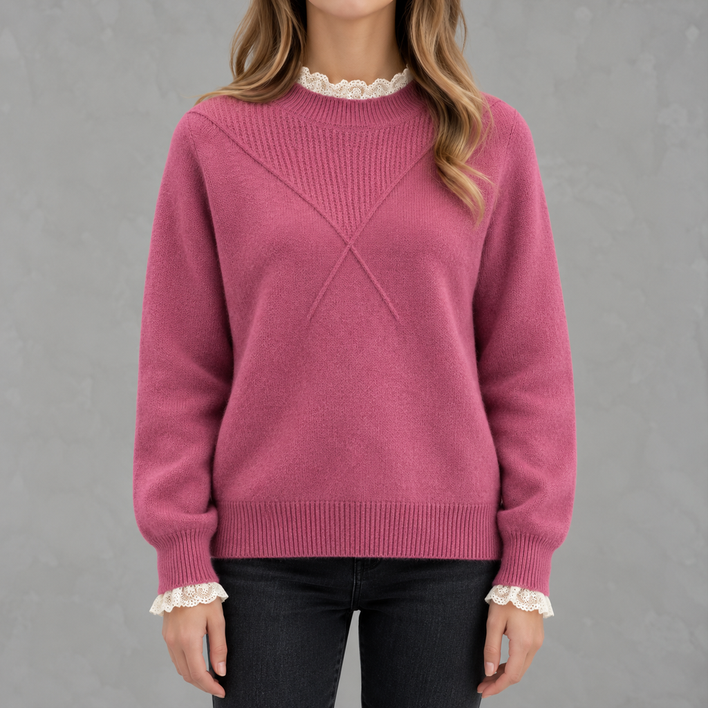 Women’s Lace Top – Half Turtleneck Long Sleeve Bottoming Shirt