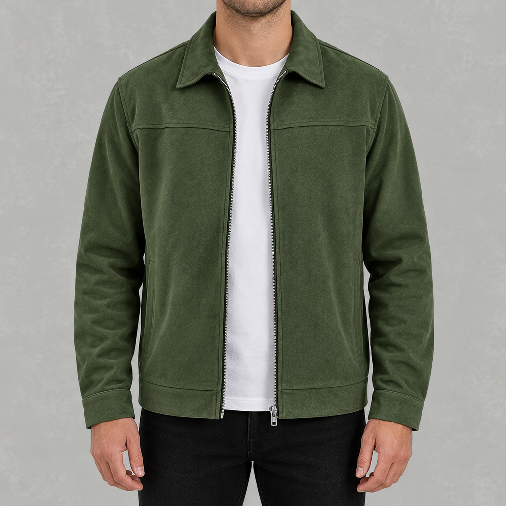 Men’s Casual Zip Jacket – Long Sleeve Collared Smart Casual Outerwear