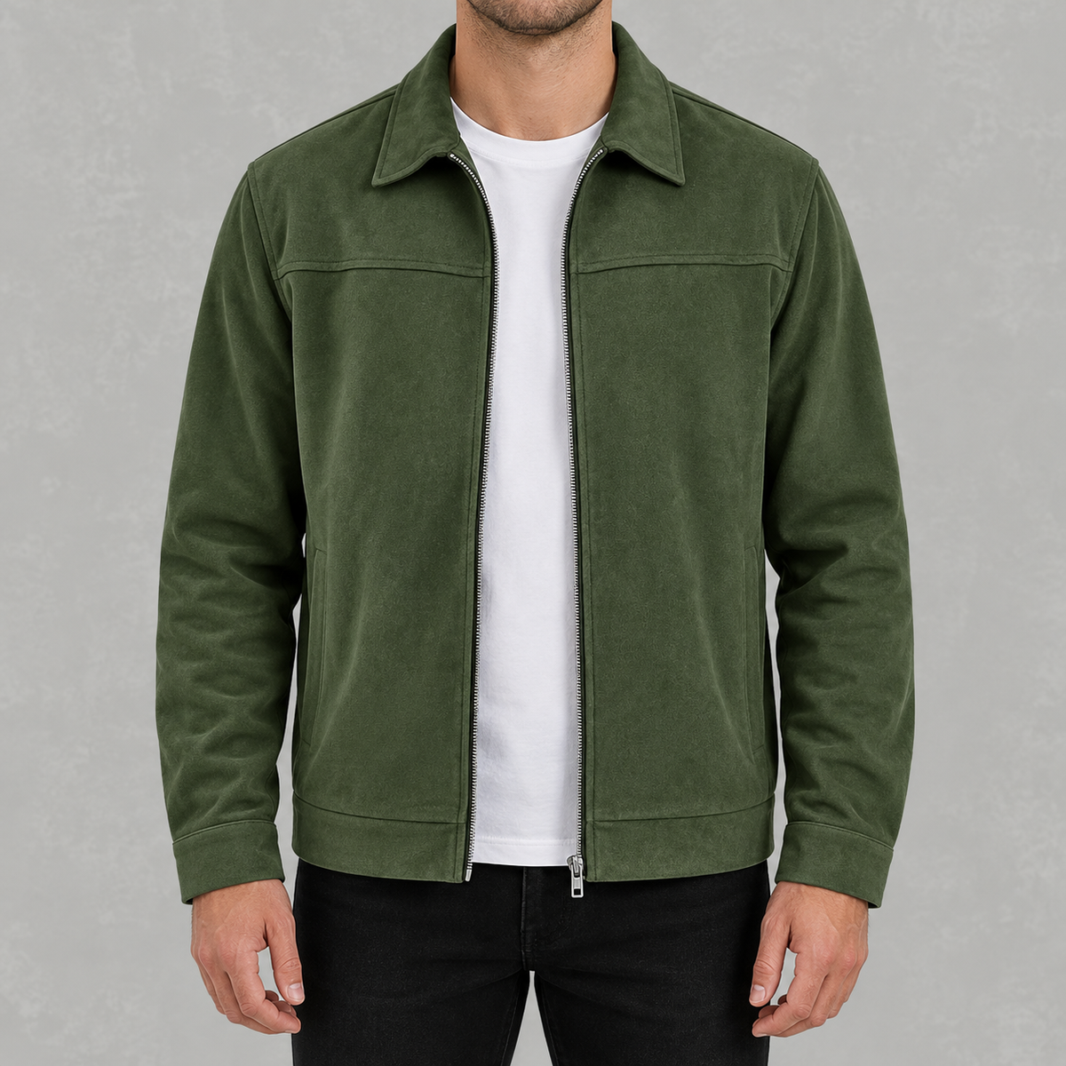 Men’s Casual Zip Jacket – Long Sleeve Collared Smart Casual Outerwear