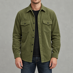 Men’s Corduroy Shirt Jacket – Plus Size Long Sleeve Lapel Shacket