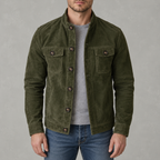 Men’s Suede Jacket – Faux Suede Velvet Casual Bomber Jacket