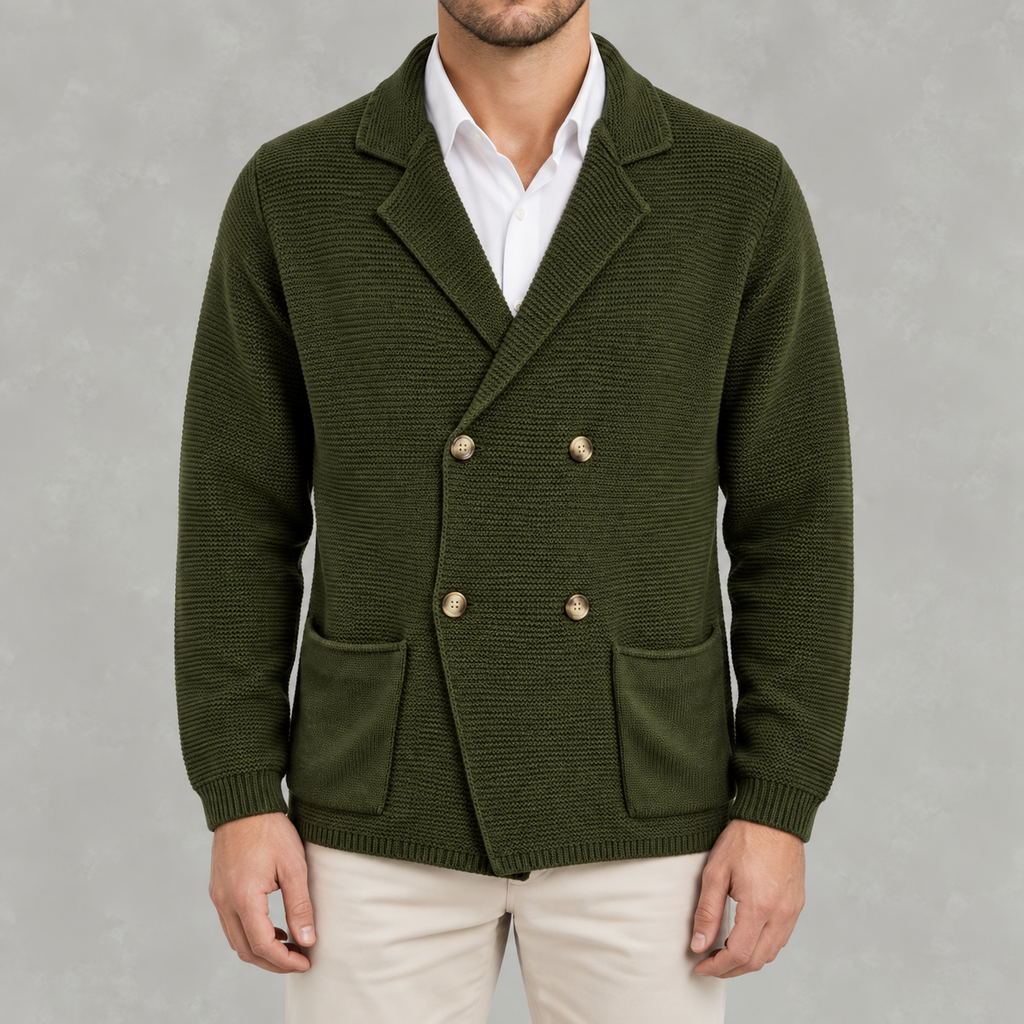 Men’s Cardigan – Slim Fit Double Breasted Lapel Knit Jumper