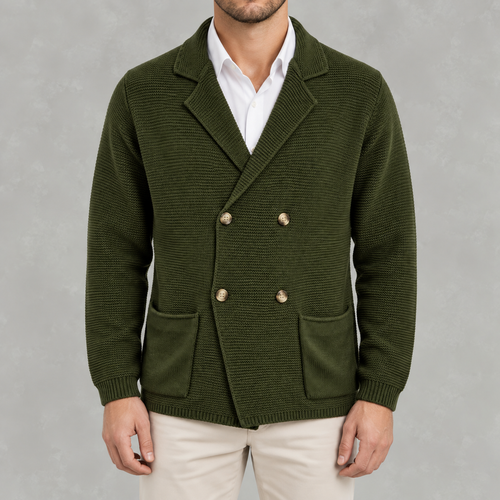 Men’s Cardigan – Slim Fit Double Breasted Lapel Knit Jumper