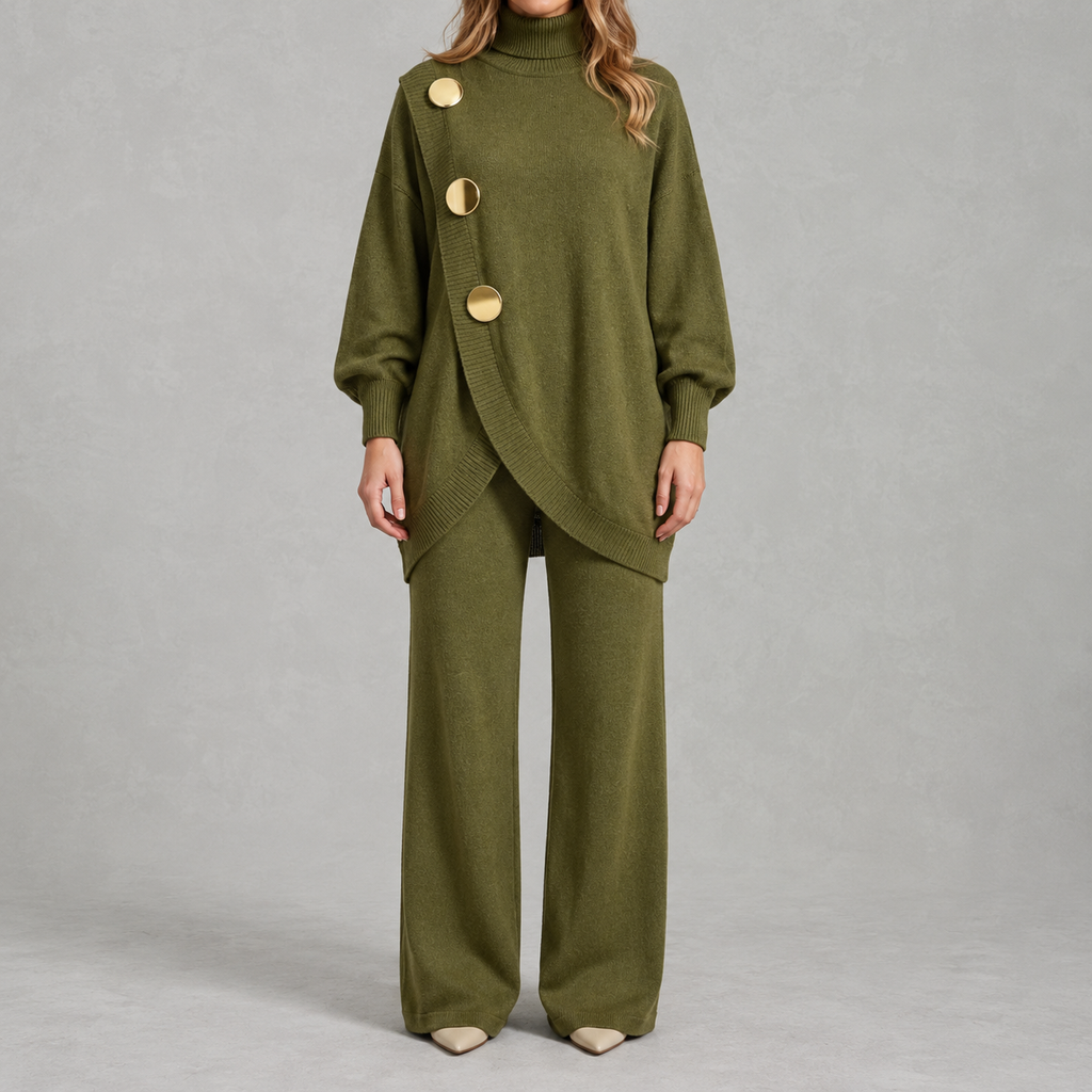 Women’s Knitted Jumper Set – Asymmetric Two-Piece Knitwear Co-Ord