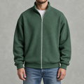 Men’s Waffle Knit Jacket – Stand Collar Full Zip Textured Casual Jacket