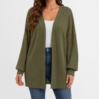 Women’s Cardigan – Long Sleeve Loose Fit Knitted Open Front Jumper