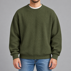 Men’s Waffle Knit Jumper – Relaxed Fit Textured Long Sleeve Pullover