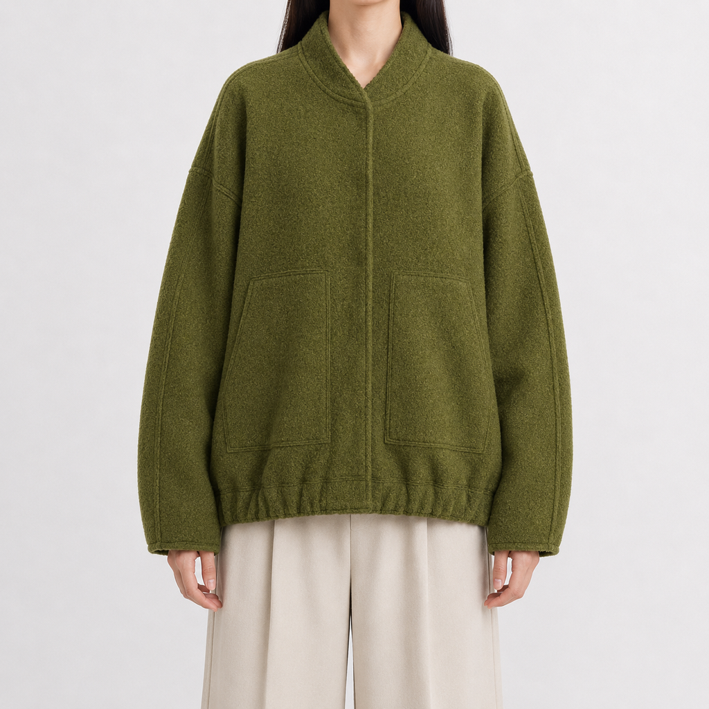 Women’s Bomber Jacket – Relaxed Fit Pocket Jacket with Long Sleeves