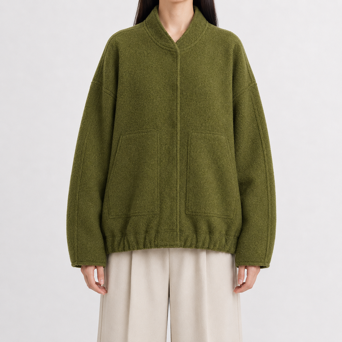 Women’s Bomber Jacket – Relaxed Fit Pocket Jacket with Long Sleeves